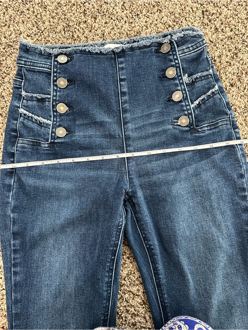 KanCan Dark Navy High-Waist Sailor Style Flare Jeans - Picture 6 of 9